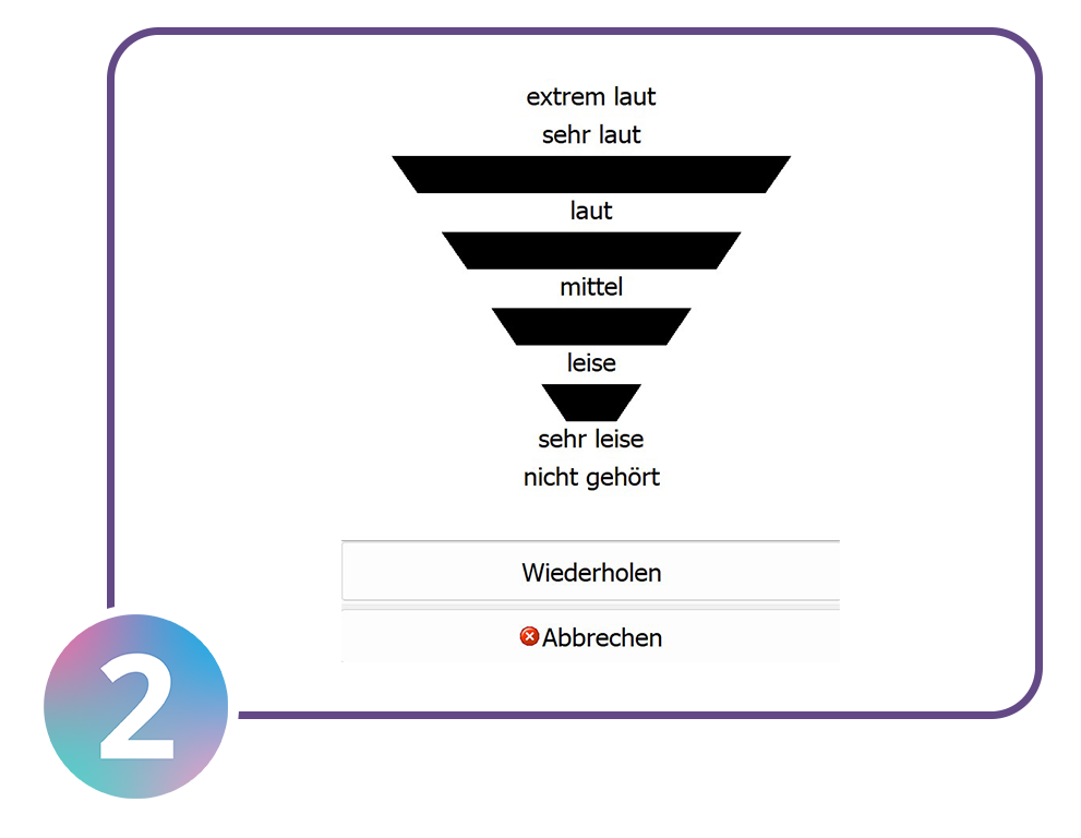 Darstellung des zweiten Schrittes der revoloud-Messung: Bewertung der Lautheitswahrnehmung